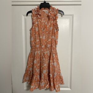 Anna Cate Floral Ruffle Mini Dress Orange White Size S